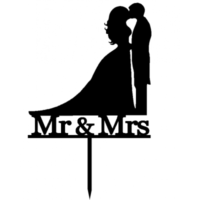 Mr & Mrs Silhouette Cake Topper